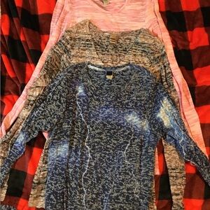 Kavio Blue Brown Pink Long Sleeve Tees